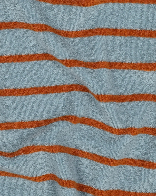 Jersey Mini Eponge à Rayures Bleu Gris et Caramel - Mercerine