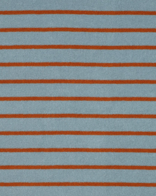 Jersey Mini Eponge à Rayures Bleu Gris et Caramel - Mercerine