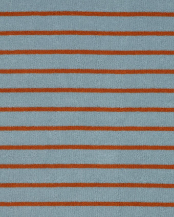 Jersey Mini Eponge à Rayures Bleu Gris et Caramel - Mercerine
