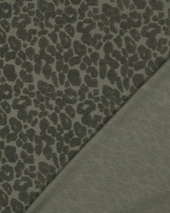 Jersey Mini Eponge Léopard Vert Kaki - Mercerine