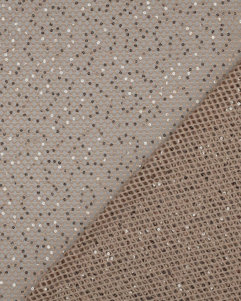 Tissu Crochet Sequins Taupe - Mercerine