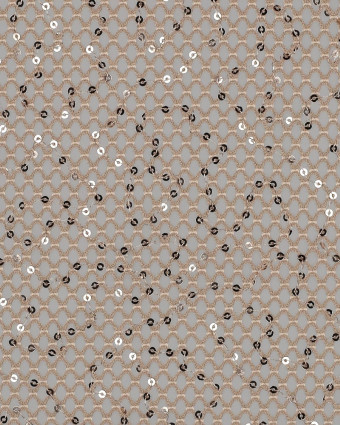 Tissu Crochet Sequins Taupe - Mercerine