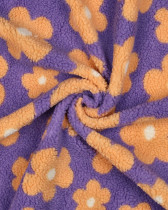 Tissu Sherpa Fleuri Violet Pêche