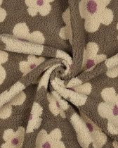 Tissu Sherpa Fleuri Taupe et Beige