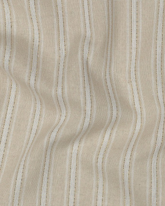 Lin Viscose Beige Nautrel à Rayures Touche Lurex Dorée - Mercerine