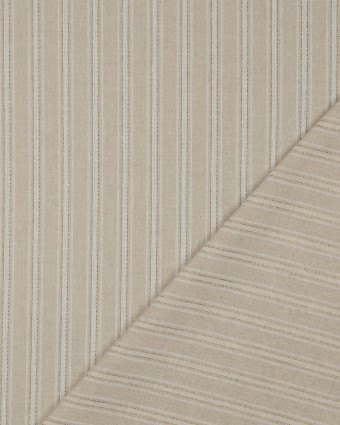 Lin Viscose Beige Nautrel à Rayures Touche Lurex Dorée - Mercerine