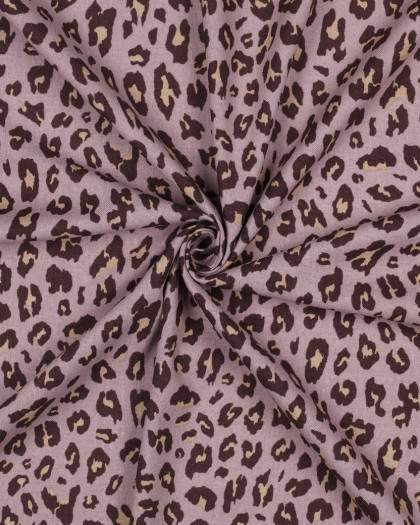 Tissu Viscose Lin Léopard Mauve - Mercerine
