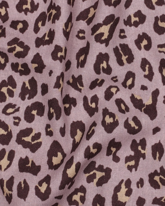 Tissu Viscose Lin Léopard Mauve - Mercerine