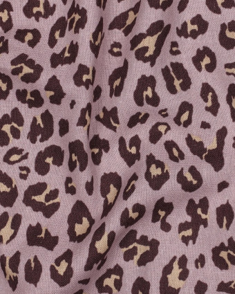 Tissu Viscose Lin Léopard Mauve - Mercerine