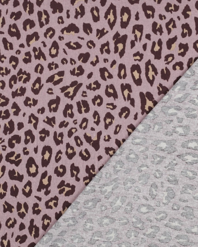 Tissu Viscose Lin Léopard Mauve - Mercerine