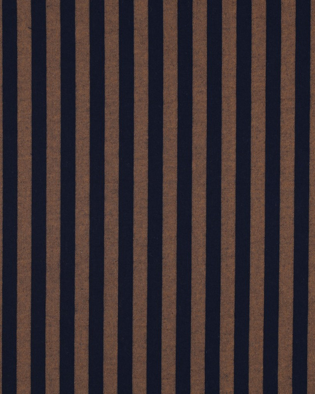 Tissu Coton à Rayures Marine et Caramel - Mercerine