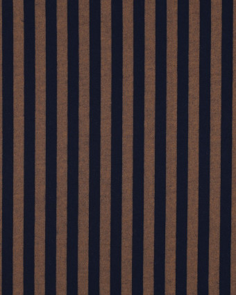 Tissu Coton à Rayures Marine et Caramel - Mercerine