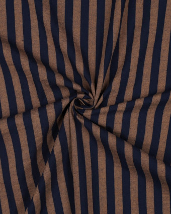 Tissu Coton Rayures Bleu Marine et Caramel - Mercerine