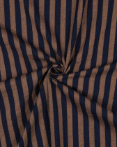 Tissu Coton à Rayures Bleu Marine et Caramel