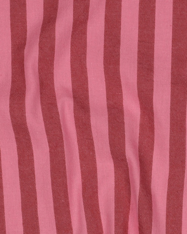 Tissu Coton à Rayures Rose et Bordeaux - Mercerine
