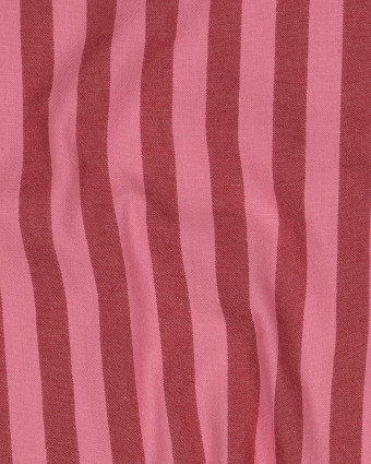 Tissu Coton à Rayures Rose et Bordeaux - Mercerine