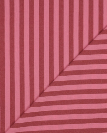 Tissu Coton à Rayures Rose et Bordeaux - Mercerine