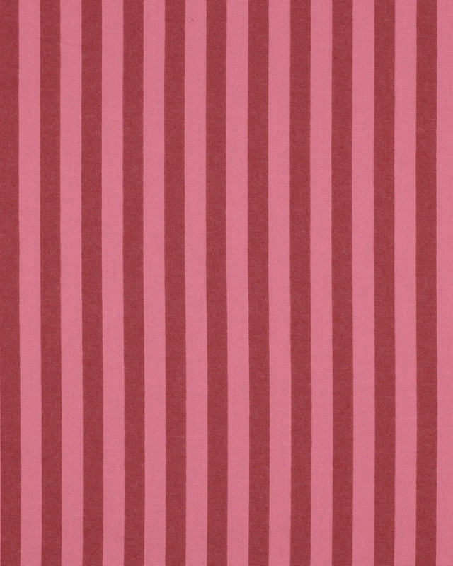 Tissu Coton à Rayures Rose et Bordeaux - Mercerine