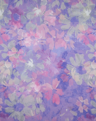 Voile de Coton Motif Fleuri Aquarelle Violet - Mercerine