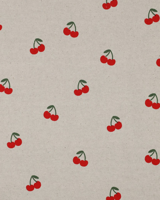 Tissu Effet Lin Motif Cerise - Mercerine