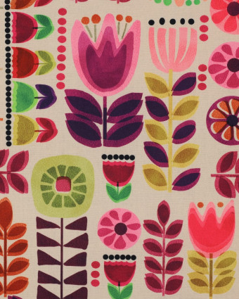 Toile Canvas Déperlante Motif Floral Multicolore - Mercerine