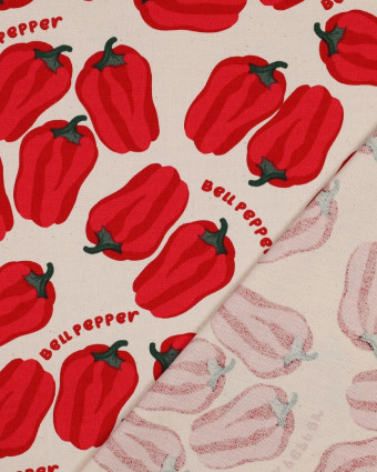 Tissu Effet Lin BellPeppers Fond Naturel - Mercerine