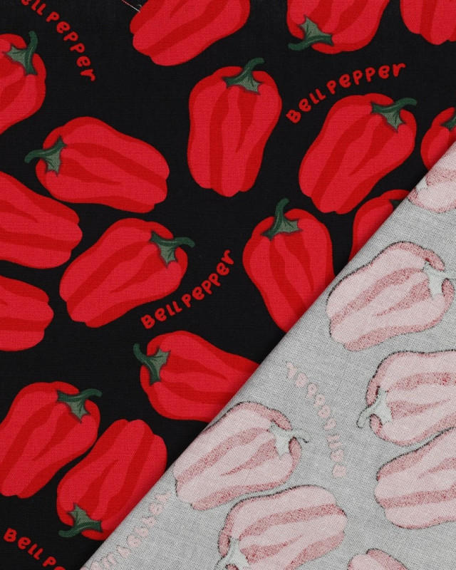 Tissu Effet Lin BellPeppers Noir - Mercerine