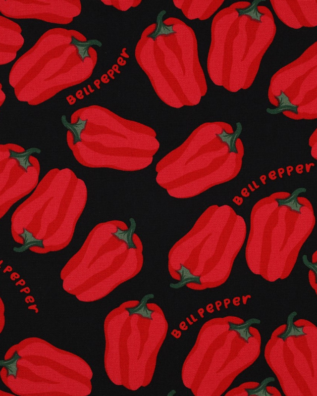 Tissu Effet Lin BellPeppers Noir - Mercerine