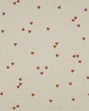 Jersey Côtelé Beige Naturel Petits Coeurs - Mercerine