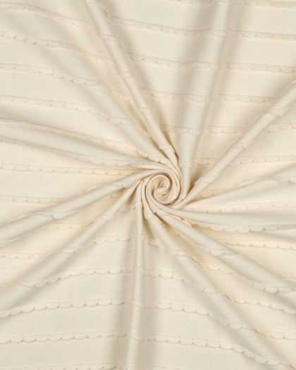 Jersey Rayures Mini Pétales Relief Beige Naturel - Mercerine