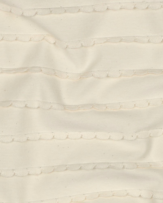 Jersey Rayures Mini Pétales Relief Beige Naturel - Mercerine