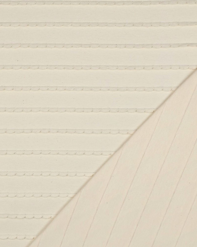 Jersey Rayures Mini Pétales Relief Beige Naturel - Mercerine