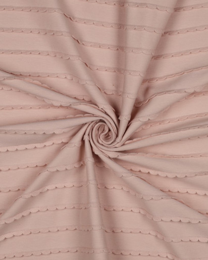 Jersey Rayures Mini Pétales Relief Vieux Rose - Mercerine
