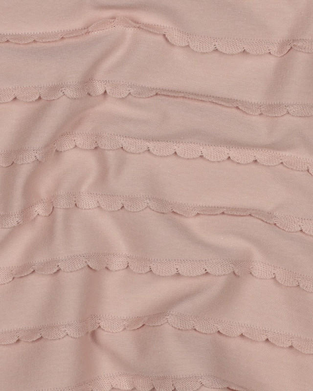 Jersey Rayures Mini Pétales Relief Vieux Rose - Mercerine