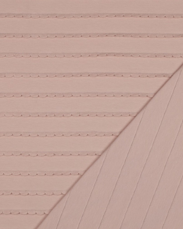 Jersey Rayures Mini Pétales Relief Vieux Rose - Mercerine