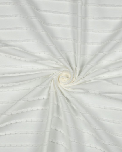 Jersey Rayures Mini Pétales Relief Blanc - Mercerine