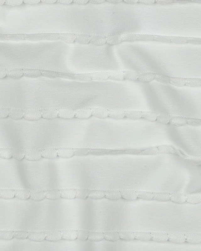Jersey Rayures Mini Pétales Relief Blanc - Mercerine