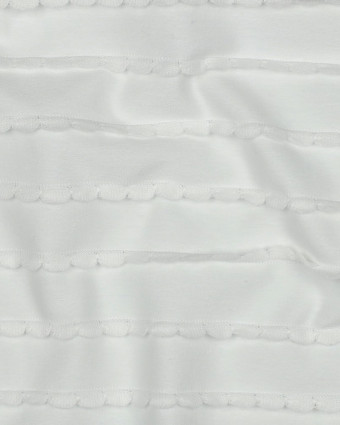 Jersey Rayures Mini Pétales Relief Blanc - Mercerine