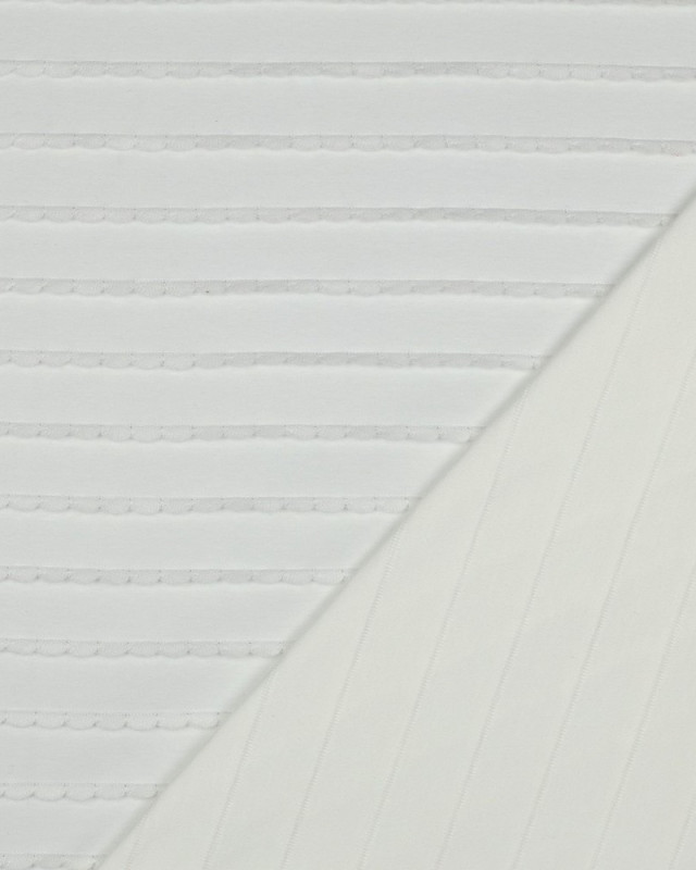 Jersey Rayures Mini Pétales Relief Blanc - Mercerine
