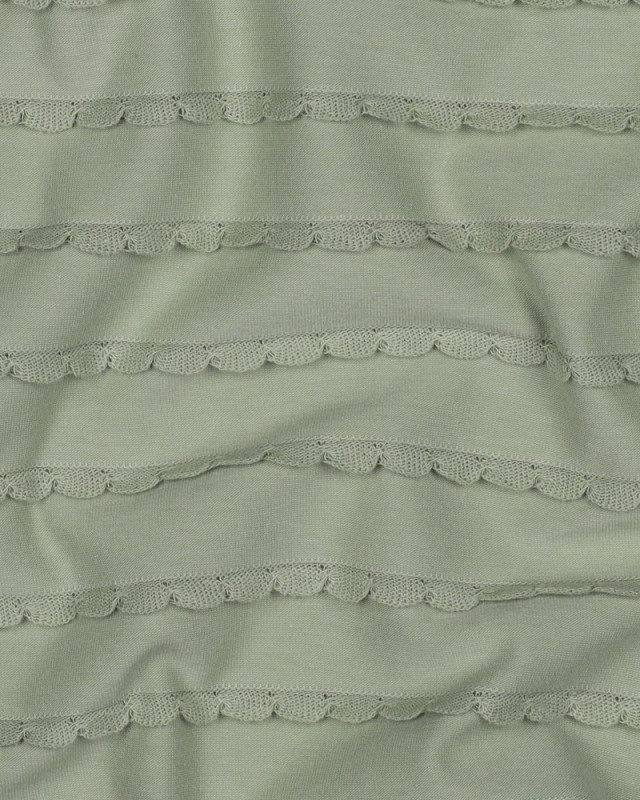 Jersey Rayures Mini Pétales Relief Vert Sauge - Mercerine