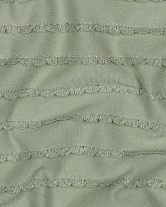 Jersey Rayures Mini Pétales Relief Vert Sauge - Mercerine