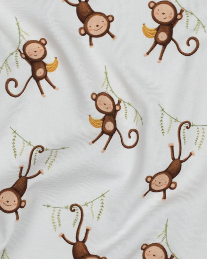 Tissu Jersey Motif Petits Singes - Mercerine
