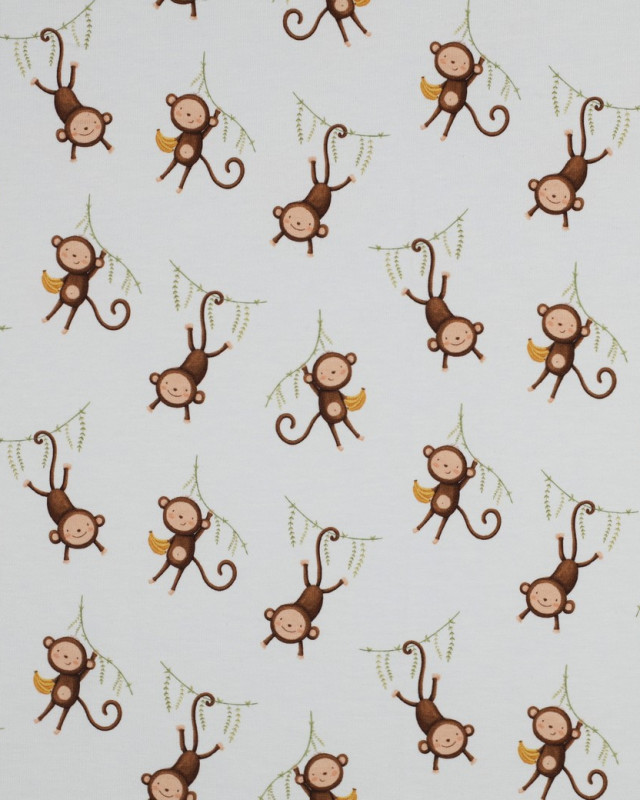 Tissu Jersey Motif Petits Singes - Mercerine