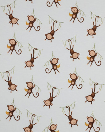 Tissu Jersey Motif Petits Singes - Mercerine