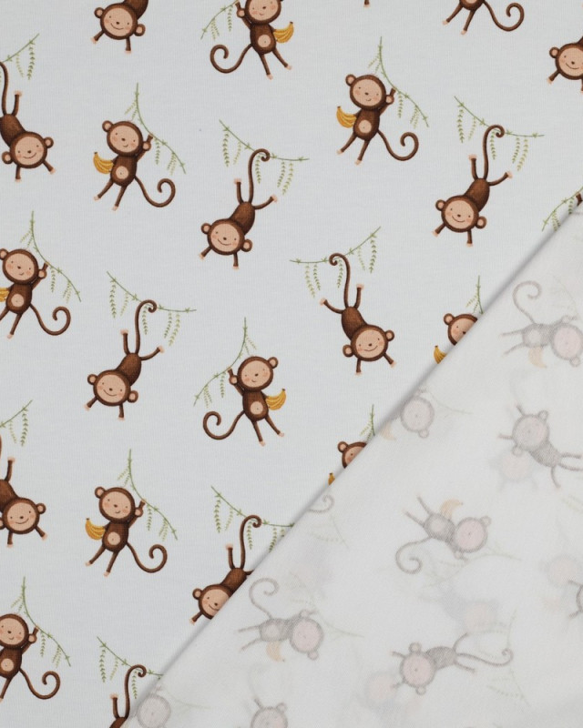 Tissu Jersey Motif Petits Singes - Mercerine