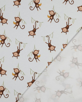 Tissu Jersey Motif Petits Singes - Mercerine