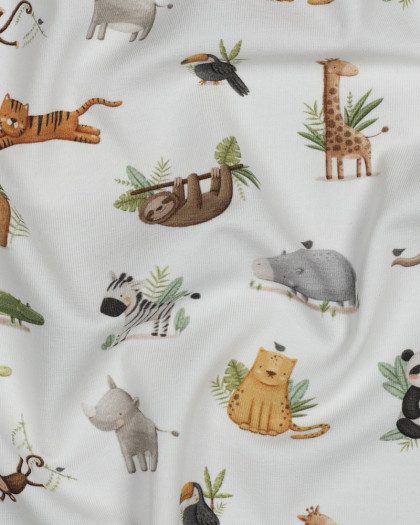 Tissu Jersey Petits Animaux de la Jungle - Mercerine