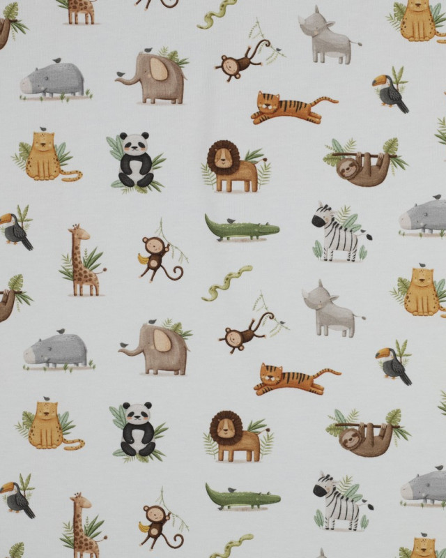 Tissu Jersey Petits Animaux de la Jungle - Mercerine