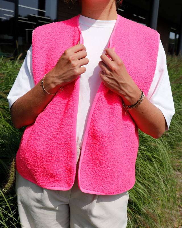 Tissu Petites Bouclettes Rose Fluo - Mercerine