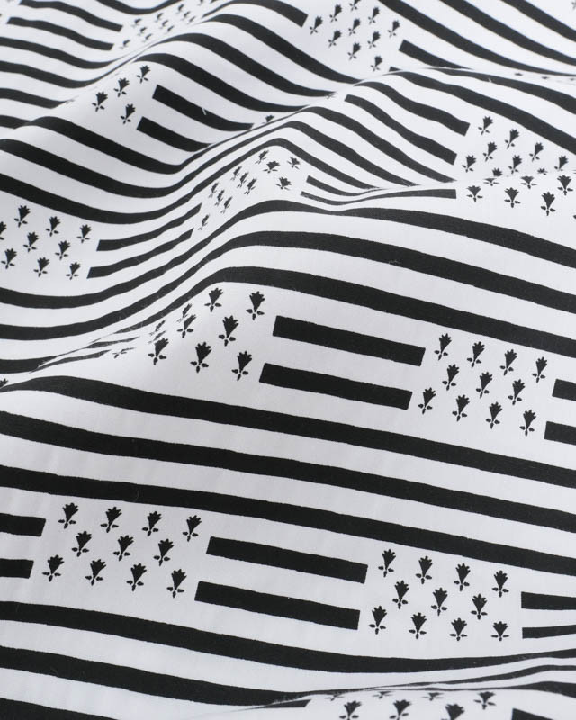 Tissu Coton Imprimé Bretagne Drapeau Breton Rayures - Mercerine